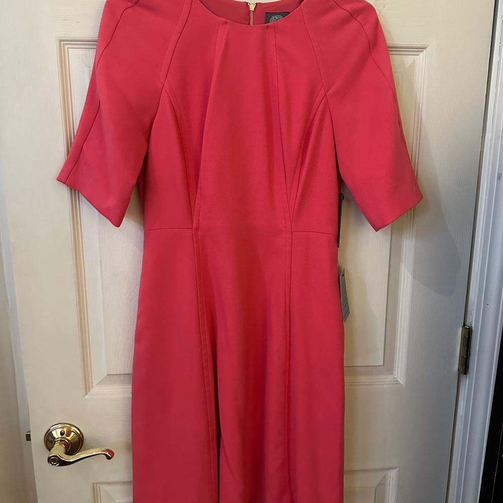 Vince Camuto Pink Sheath Dress with Bateau Neckline